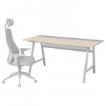 Игровой стол и стул UTESPELARE/MATCHSPEL IKEA, цвет ash effect/light grey - фото