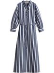 Полосатое платье миди Woolrich, синий - фото
