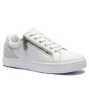 Кроссовки кожаные Calvin Klein Jeans на молнии, белый - фото