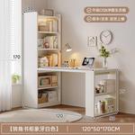 Угловой стол из массива дерева с полками Naijia, 120 см, цвет Ivory White, толщина столешницы 26 мм - фото