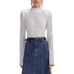 Топ с пайетками в сеточку Self-portrait, серебро - фото 3