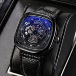 KANGOL Часы Black Friday Automatic Mechanical Movement Genuine Leather Strap Watch Men's Watch Cut-Out Dial - фото 3