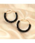 Женские серьги-кольца с черным камнем SOHI, Black - фото 2