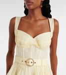 Льняное и шелковое мини-платье Dawning Zimmermann, Lemon - фото 4