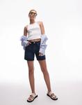 Джинсовые шорты Topshop насыщенного синего цвета - фото 4