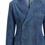 Двубортный джинсовый блейзер Polo Ralph Lauren, синий - фото 8