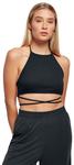 Топ Urban Classics Ladies Rib Trapeze Cropped Top, черный - фото 4