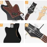 Бас-гитара Glarry GIB 4 струны с красным перламутровым щитом и усилителем 20 Вт - черная - фото 4