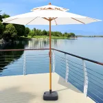 Солнцезащитный зонт Baying, 270 см, высота 240 см, одинарный верх, круглое основание, утолщенная ткань, кремовый/черный - фото 3