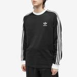 Футболка Adidas с длинным рукавом и 3 полосками, черный - фото 3
