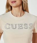 Футболка женская Guess Active короткая со стразами, бежевый - фото 4