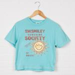 SWSmiley sunshine society - женский бокси кроп топ с принтом Simply Sage Market, Chalky Mint - фото 2
