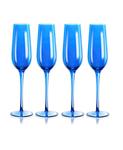 Набор из 4 бокалов для шампанского в карнавальном стиле Qualia Glass, синий - фото
