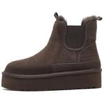 Женские зимние ботинки челси DAPHNE на платформе, кофейный - фото