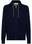 Кашемировое худи на молнии с кулиской Brunello Cucinelli, синий - фото