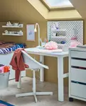 Детский стульчик, белый/бирюзовый LOBERGET/SIBBEN IKEA - фото 3