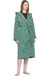 Tekla Зелено-Белый махровый халат с капюшоном - фото 4