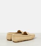 Замшевые мокасины для вождения Prada, экрю - фото 3