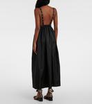 Платье миди из дюшеса с поясом Ganni, черный - фото 3