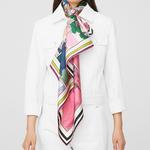 Шелковый платок женский розово-зеленый HERMES - фото 5