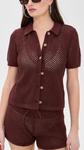 Onia Women's Crochet Knit Button Up, Rum - фото 2