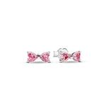 Серьги Sparkling Pink Bow Stud Pandora, стерлинговое серебро - фото