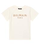 Футболка из хлопкового джерси с логотипом Balmain, белый - фото