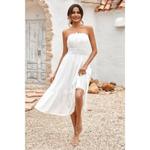 Сплошное платье с открытыми плечами, эластичной талией и рюшами TRUEDAMES, белый - фото 3