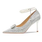 Ainer-cat Ainer cat Slim Heel High Heels 8cm Women's Silver - фото 11