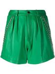Philipp Plein кожаные шорты со стразами, зеленый - фото