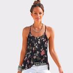 Женский топ с ремешками и открытой спиной Lascana, Black Multicolor - фото