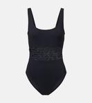 Купальник с цветочным вырезом Karla Colletto, черный - фото