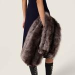 Мини-платье с вязкой и логотипом MIU MIU, синий - фото 8