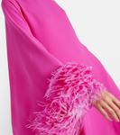 Шелковое платье cady couture с отделкой перьями Valentino, розовый - фото 4