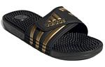 Тапочки adissage slides 'black gold metallic' Adidas, черный - фото 3