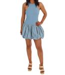 Платье-мини с баской Right On Time в пыльно-голубом цвете Illa Illa - фото