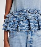 Жакет из денима с рюшами Ganni, Light Blue Stone - фото 5