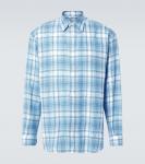 Воздушная клетчатая шерстяная рубашка Auralee, Blue Check - фото