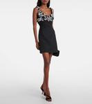 Платье-мини из крепа Einna с декоративными элементами Emilia Wickstead, Enamel Flowers On Black - фото 2