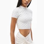 Кроп-топ с кристальным логотипом Alexander Wang, белый - фото 5