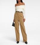 Широкие брюки из шерстяной смеси Khaite, Flax - фото 2