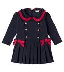 Детское хлопковое платье с бантом Patachou, Marine - фото