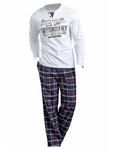 Пижама HIS, цвет weiß-marine-kariert - фото