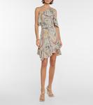 Шелковое мини-платье на одно плечо с принтом Etro, Verde - фото 2