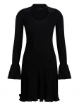 Мини-платье с манжетами-колокольчиками в рубчик LIU JO, черный - фото