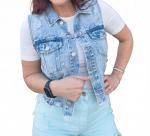 Все вибрации джинсовая жилетка в синем RISEN - фото