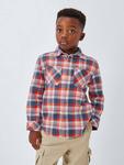 Детская рубашка с длинными рукавами в клетку John Lewis, Red/Blue - фото