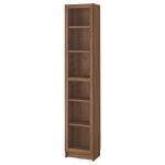 Книжный шкаф со стеклянной дверцей BILLY/OXBERG IKEA, 40x30x202 см, цвет brown walnut effect/clear glass - фото