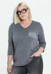 Топ Ulla Popken Long sleeved top, Graphite Grey/Grey - фото 5