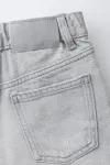 Рваные джинсовые шорты-бермуды Zara, серый - фото 4